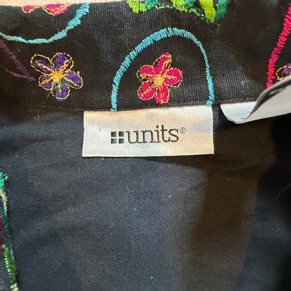 Vintage Units Linen Blend Embroidered Paisley Jacket Medium Black Boho Shirt - Picture 4 of 11